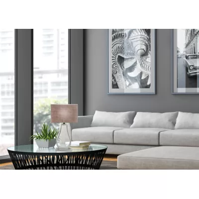 Moderná stolná lampa FEMO - 1xE27, 60W, šedá / béžová
