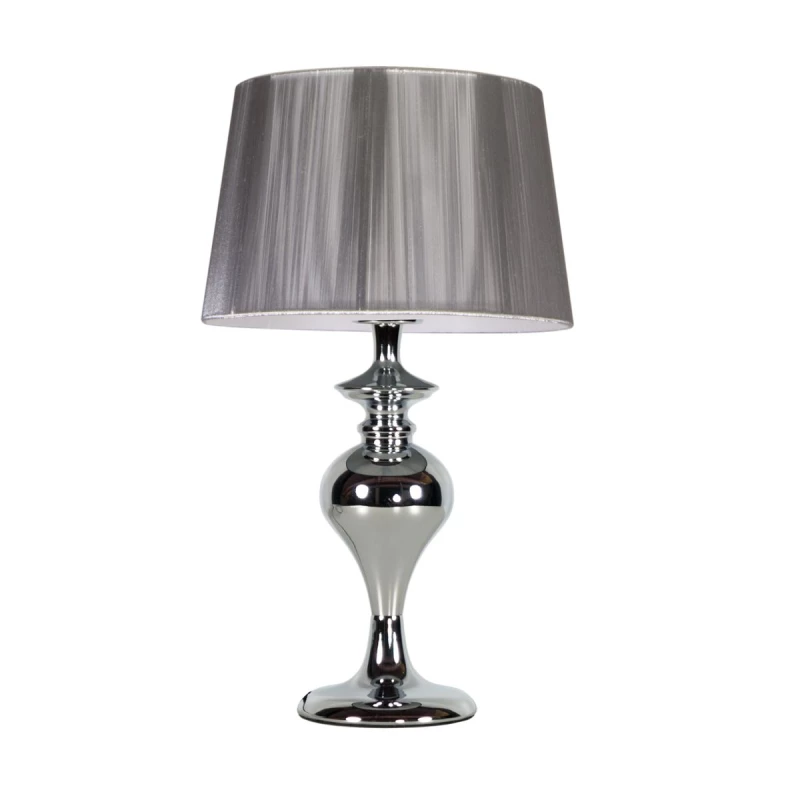 Moderná okrúhla stolná lampa GILLENIA - 1xE27, 60W, strieborná