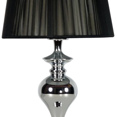 Moderná okrúhla stolná lampa GILLENIA - 1xE27, 60W, chrómovaná / čierna