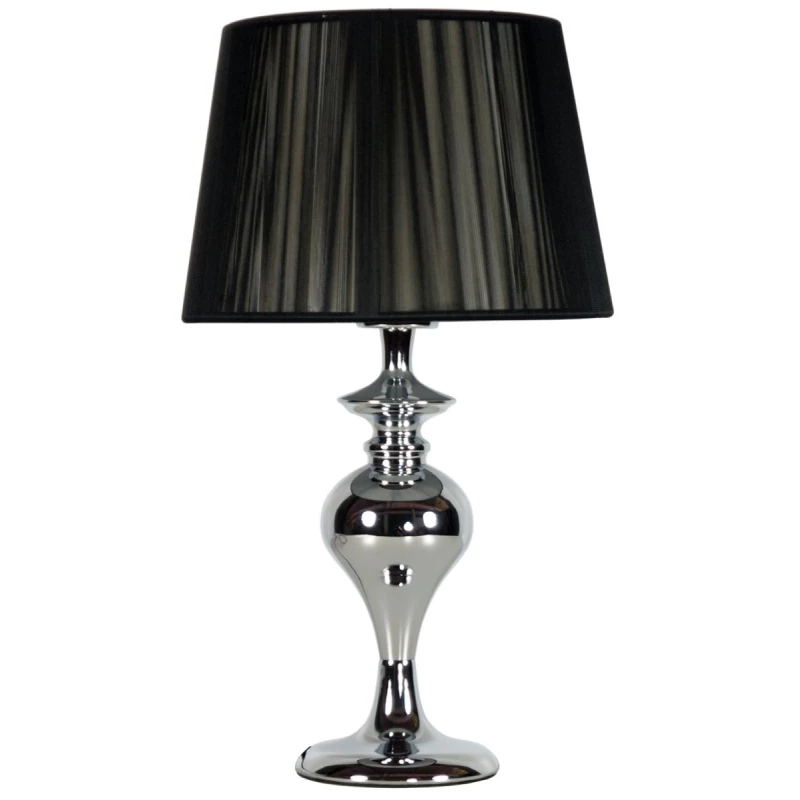 Moderná okrúhla stolná lampa GILLENIA - 1xE27, 60W, chrómovaná / čierna