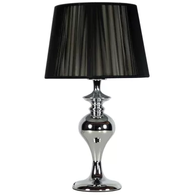 Moderná okrúhla stolná lampa GILLENIA - 1xE27, 60W, chrómovaná / čierna