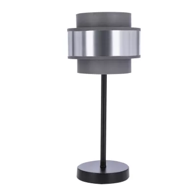 Moderná stolná okrúhla lampa HARE - 1xE27, 60W, čierna / strieborná / šedá