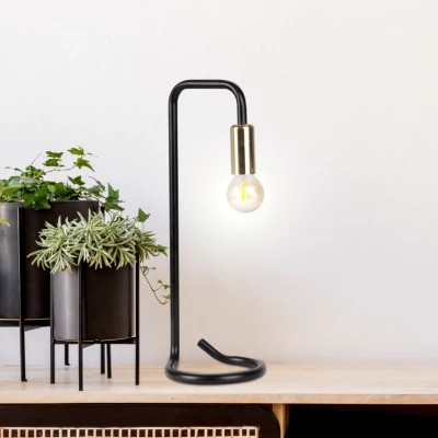 Industriálna stolná lampa HERA - 1xE14, 40W, čierna / zlatá