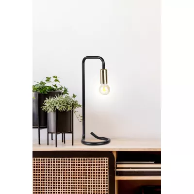 Industriálna stolná lampa HERA - 1xE14, 40W, čierna / zlatá