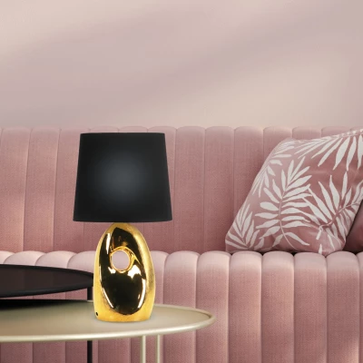 Dizajnová stolná lampa HIERRO - 1xE27, 60W, čierna / zlatá