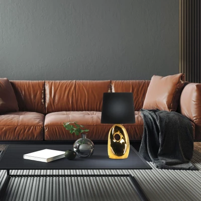 Dizajnová stolná lampa HIERRO - 1xE27, 60W, čierna / zlatá