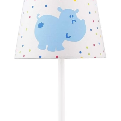 Detská stolná lampa HIPPO - 1xE14, 40W, biela / modrá