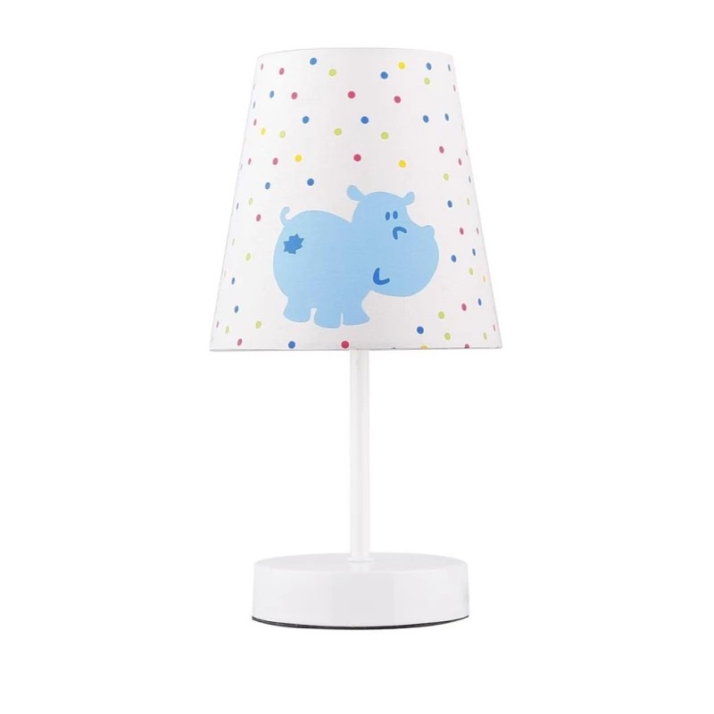 Detská stolná lampa HIPPO - 1xE14, 40W, biela / modrá