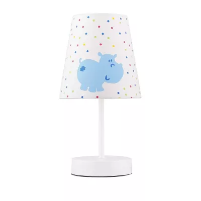 Detská stolná lampa HIPPO - 1xE14, 40W, biela / modrá