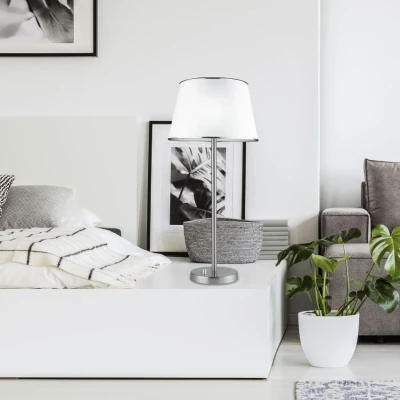 Klasická stolná lampa IBIS - 1xE14, 40W, strieborná / biela