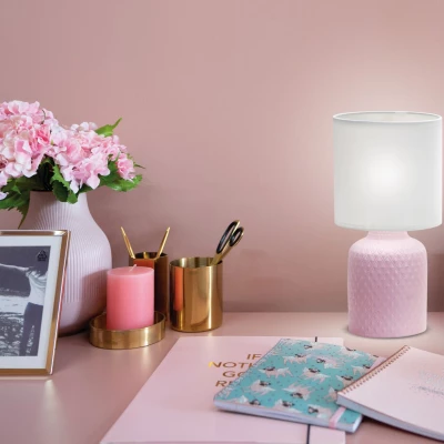 Moderná stolná keramická lampa INER - 1xE14, 40W, ružová/biela