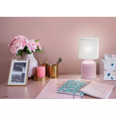 Moderná stolná keramická lampa INER - 1xE14, 40W, ružová/biela