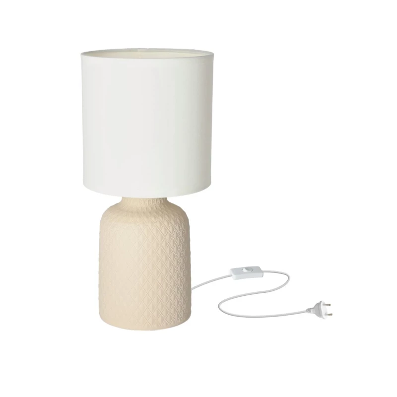 Moderná stolná keramická lampa INER - 1xE14, 40W, béžová/biela