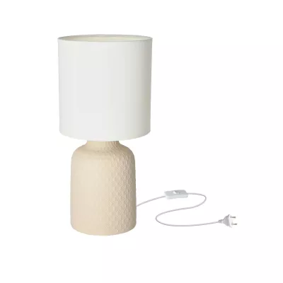Moderná stolná keramická lampa INER - 1xE14, 40W, béžová/biela