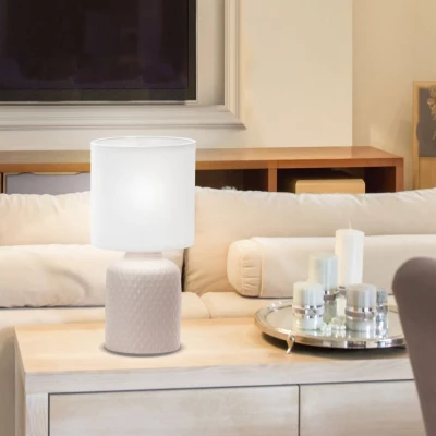 Moderná stolná keramická lampa INER - 1xE14, 40W, béžová/biela