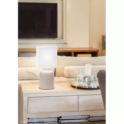 Moderná stolná keramická lampa INER - 1xE14, 40W, béžová/biela