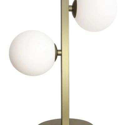 Stolný art deco lampa KAMA - 2xG9, 28W, mosadzná / biela