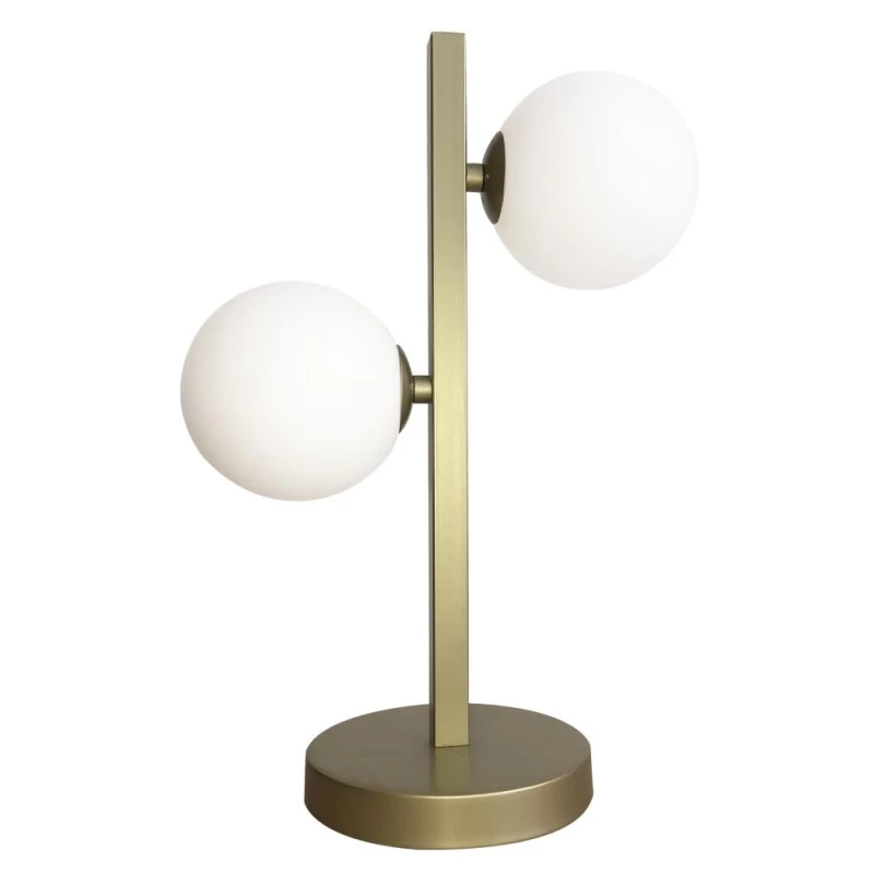 Stolný art deco lampa KAMA - 2xG9, 28W, mosadzná / biela