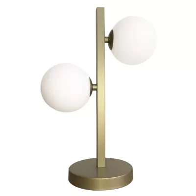 Stolný art deco lampa KAMA - 2xG9, 28W, mosadzná / biela