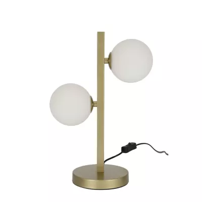 Stolný art deco lampa KAMA - 2xG9, 28W, mosadzná / biela
