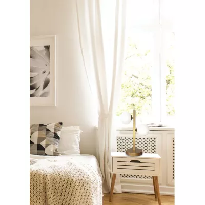 Stolný art deco lampa KAMA - 2xG9, 28W, mosadzná / biela