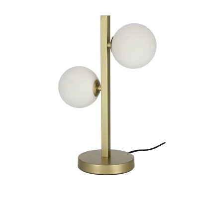 Stolný art deco lampa KAMA - 2xG9, 28W, mosadzná / biela