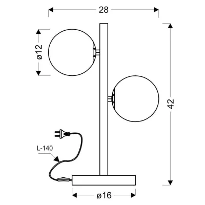 Stolný art deco lampa KAMA - 2xG9, 28W, mosadzná / biela