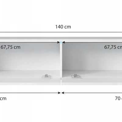 TV stolík CERIEE 140 - dub wotan / čierny lesklý