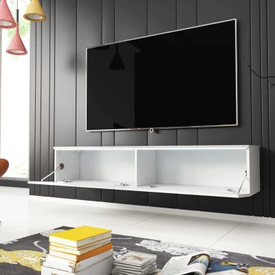 TV stolík CERIEE 140 - biely / biely lesk