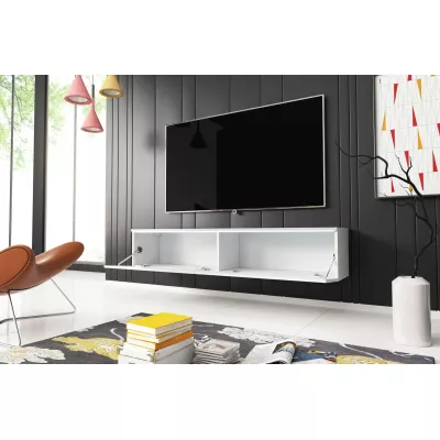 TV stolík CERIEE 140 - biely / biely lesk