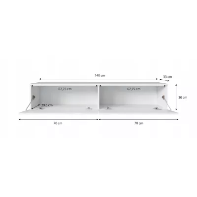 TV stolík CERIEE 140 - biely / biely lesk