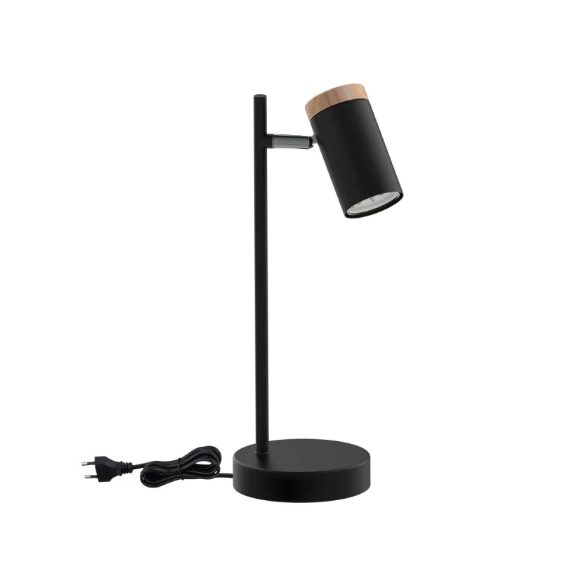 Stolná škandinávska lampa LAGOS - 1xGU10, 15W, čierna / hnedá