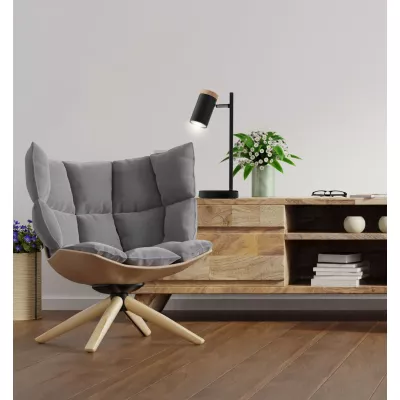Stolná škandinávska lampa LAGOS - 1xGU10, 15W, čierna / hnedá