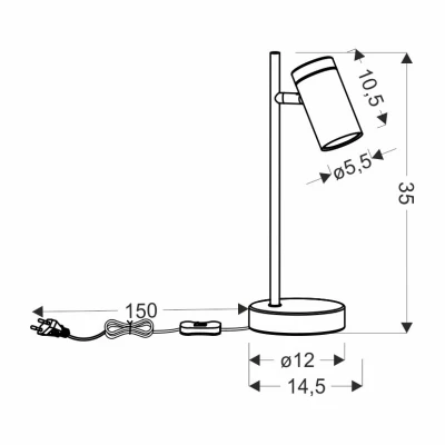 Stolná škandinávska lampa LAGOS - 1xGU10, 15W, čierna / hnedá