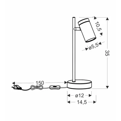 Stolná škandinávska lampa LAGOS - 1xGU10, 15W, čierna / hnedá