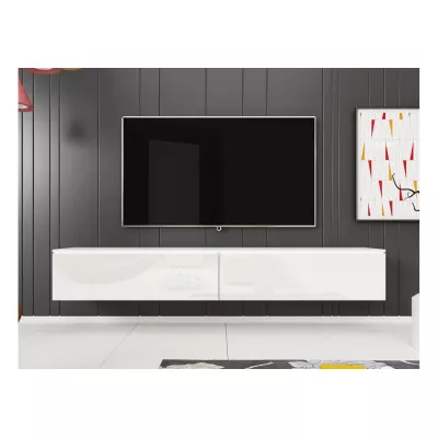 TV stolík CERIEE 180 - biely / biely lesklý