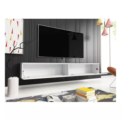 TV stolík CERIEE 180 - biela / biela lesklá