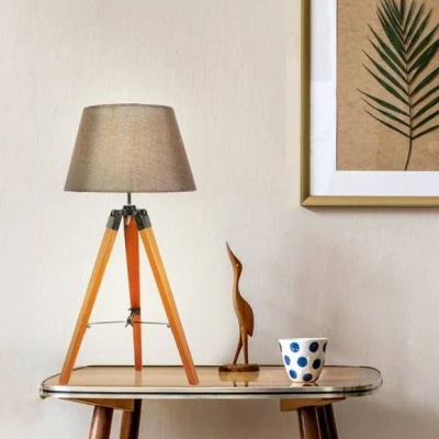 Stolová lampa trojnožka LUGANO - 1xE27, 60W, prírodné drevo/hnedá