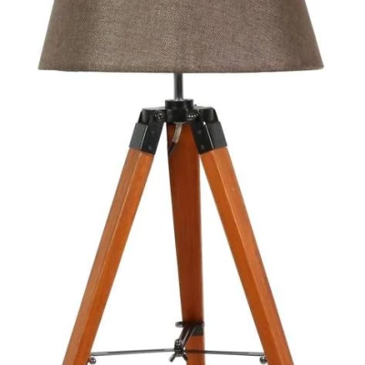 Stolová lampa trojnožka LUGANO - 1xE27, 60W, prírodné drevo/hnedá