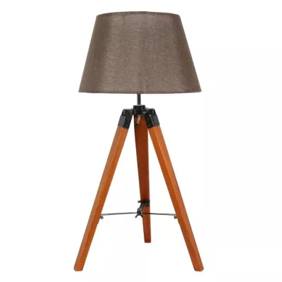 Stolová lampa trojnožka LUGANO - 1xE27, 60W, prírodné drevo/hnedá