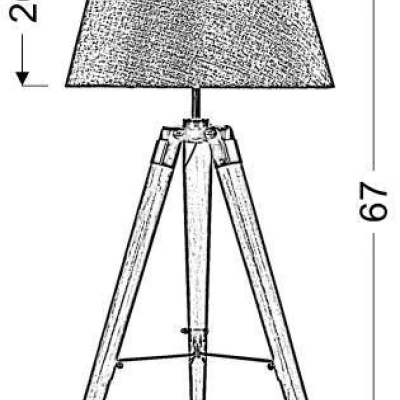 Stolová lampa trojnožka LUGANO - 1xE27, 60W, prírodné drevo/hnedá