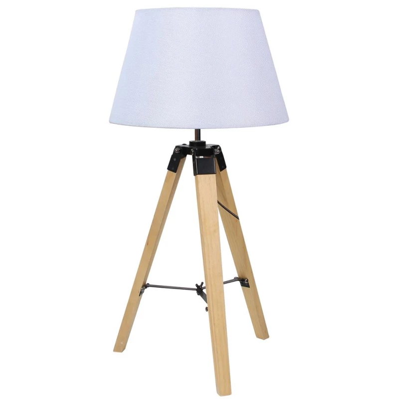 Stolová lampa trojnožka LUGANO - 1xE27, 60W, prírodné drevo/biela