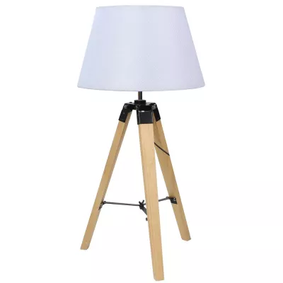 Stolová lampa trojnožka LUGANO - 1xE27, 60W, prírodné drevo/biela