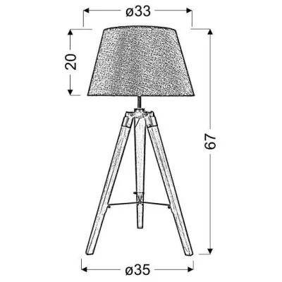 Stolová lampa trojnožka LUGANO - 1xE27, 60W, prírodné drevo/biela