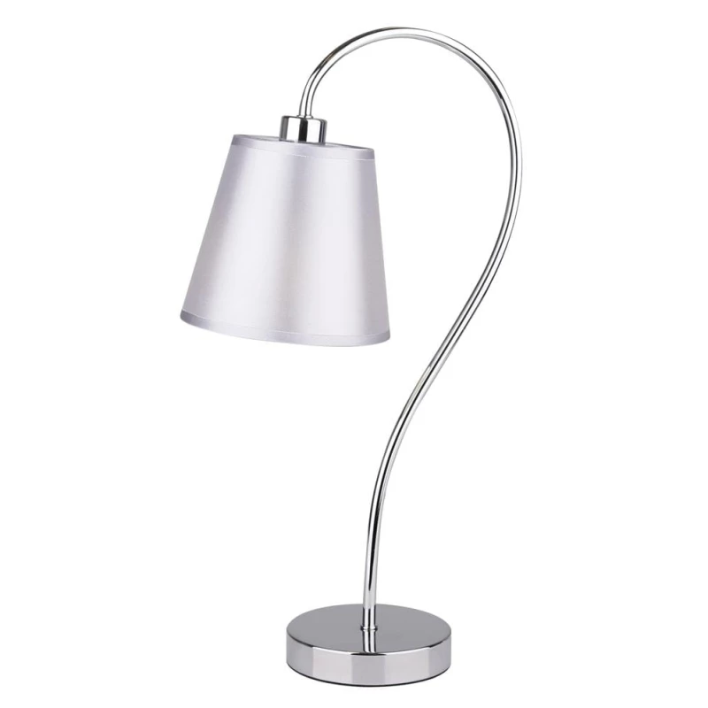 Stolná moderná lampička LUK - 1xE14, 40W, chrómovaná / šedostrieborná