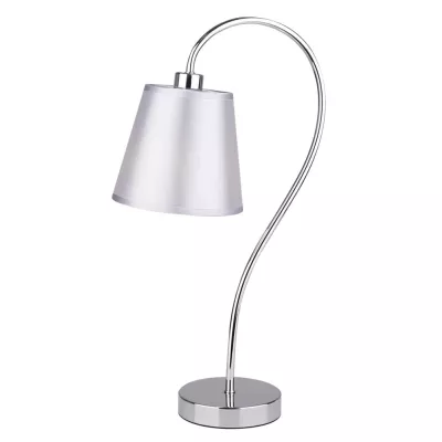 Stolná moderná lampička LUK - 1xE14, 40W, chrómovaná / šedostrieborná