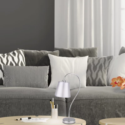 Stolná moderná lampička LUK - 1xE14, 40W, chrómovaná / šedostrieborná