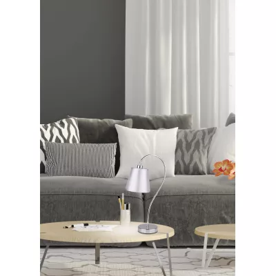 Stolná moderná lampička LUK - 1xE14, 40W, chrómovaná / šedostrieborná