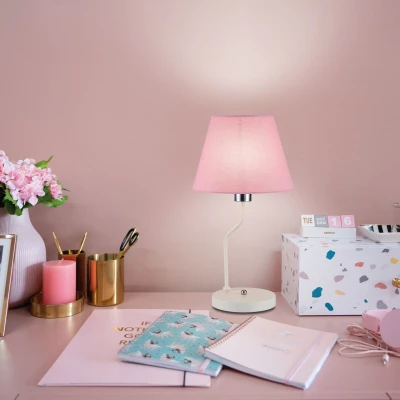 Stolná moderná lampa LUMINOR - 1xE14, 60W, ružová/biela