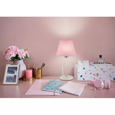 Stolná moderná lampa LUMINOR - 1xE14, 60W, ružová/biela